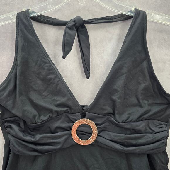 La Blanca Black Halter Tie Swimwear Tankini Tank Top Medium M 8 - Picture 3 of 6